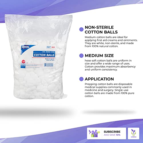 Dukal Cotton Balls. Pack of 1000 Large cotton balls for wound care. Soft and ...