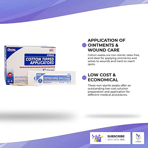 Dukal Cotton Tipped Applicators 3". Pack of 200 Swabsticks Wood Shaft. 100% C...