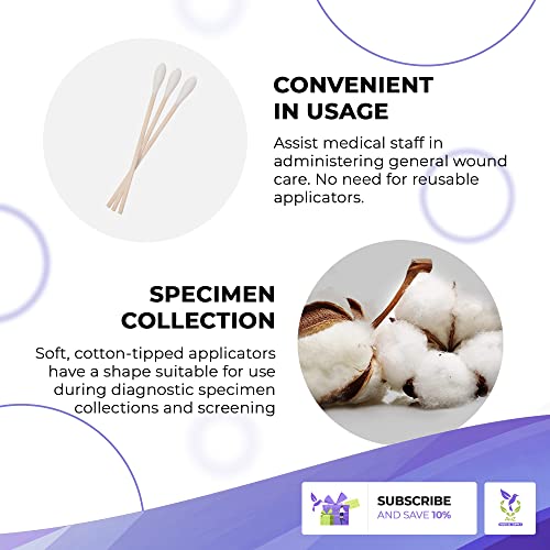 Dukal Cotton Tipped Applicators 3". Pack of 200 Swabsticks Wood Shaft. 100% C...