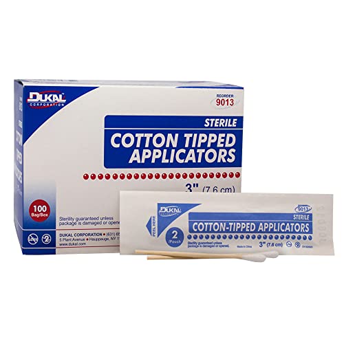 Dukal Cotton Tipped Applicators 3". Pack of 200 Swabsticks Wood Shaft. 100% C...