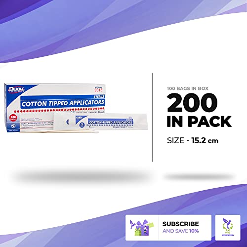 Dukal Cotton Tipped Applicators 6 inch Pack of 200 Swabsticks Wood Shaft 100%...