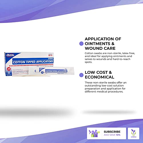 Dukal Cotton Tipped Applicators 6 inch Pack of 200 Swabsticks Wood Shaft 100%...