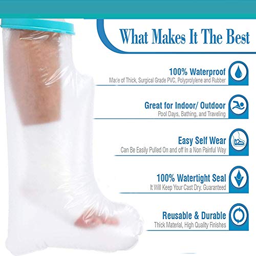 Waterproof Leg Cast Cover for Shower and Bath, Reusable Sealed Leg Cast Cover...