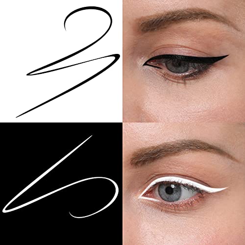DUNUF MAKEUP 2 in1 Waterproof Liquid Eyeliner, Pitch Black, White,0.02 Fl Oz ...
