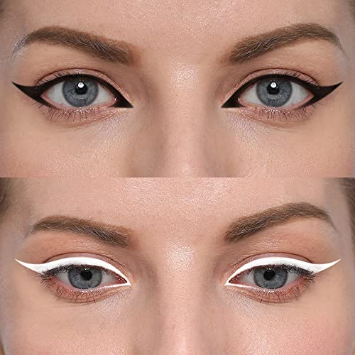 DUNUF MAKEUP 2 in1 Waterproof Liquid Eyeliner, Pitch Black, White,0.02 Fl Oz ...