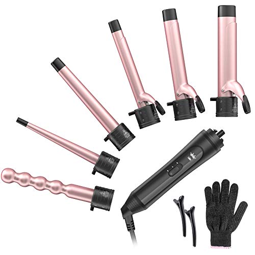 6-IN-1 Curling Iron, Professional Curling Wand Set, Instant Heat Up Hair Curl...