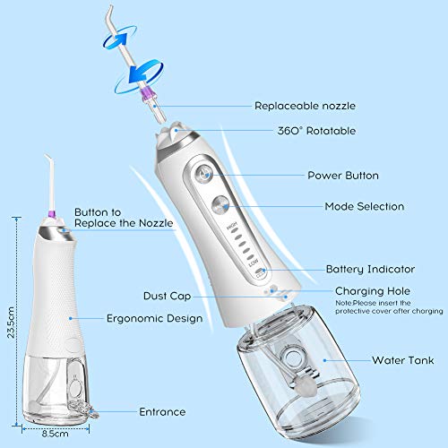 Water Flosser for Teeth, Professional Dental Oral Irrigator with 300ML Water ...