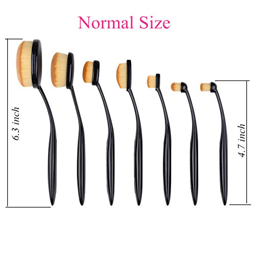 Duorime New 7pcs Black Oval Toothbrush Makeup Brush Set Cream Contour Powder ...