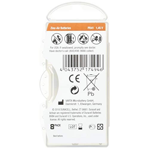 Duracell Activair Hearing Aid Batteries Size 312 (80 Batteries), Brown