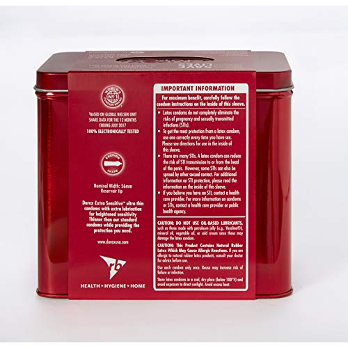 Condoms, Durex RED Extra Sensitive, Ultra Fine, Extra Lubricated Natural Rubb...