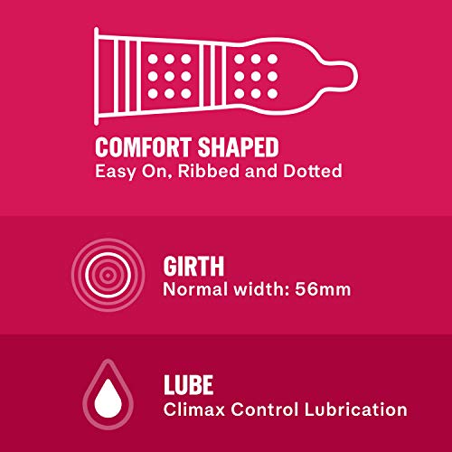 Condoms, Ultra Fine, Ribbed, Dotted with Delay Lubricant, Durex Performax Int...