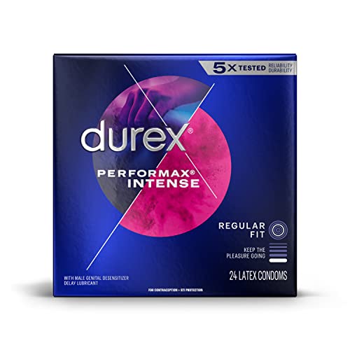 Condoms, Ultra Fine, Ribbed, Dotted with Delay Lubricant, Durex Performax Int...