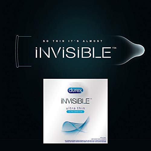 Condoms, Ultra Thin Lubricated Natural Latex, Durex Invisible Condoms, 8 Coun...