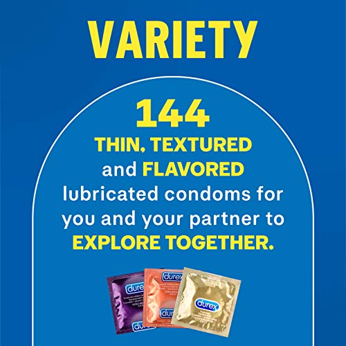 Durex Condom Fish Bowl Natural Rubber Latex Bulk Condoms, 144 Count, a Variet...