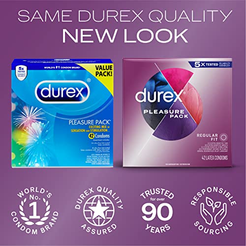 Durex Pleasure Pack Assorted Condoms, Exciting Mix of Sensation and Stimulati...