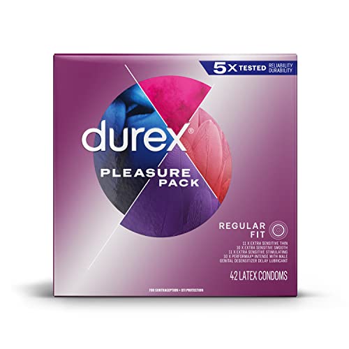 Durex Pleasure Pack Assorted Condoms, Exciting Mix of Sensation and Stimulati...