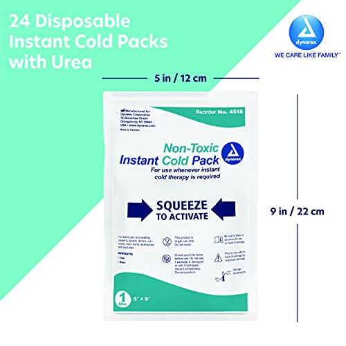 Dynarex Instant Cold Packs with Urea - Disposable Ice Packs for Injuries, Mus...