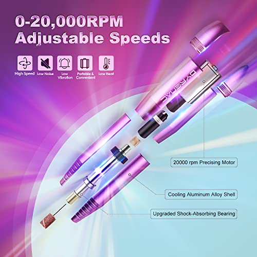 DYRENAC Electric Nail Drill, Portable Electric Nail Drill Kit for Acrylic Gel...