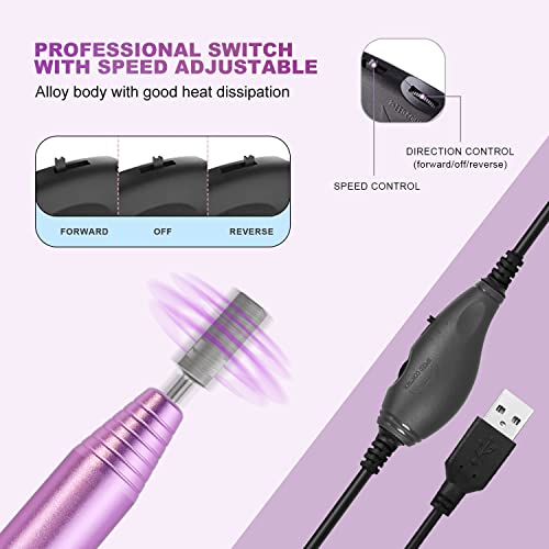 DYRENAC Electric Nail Drill, Portable Electric Nail Drill Kit for Acrylic Gel...