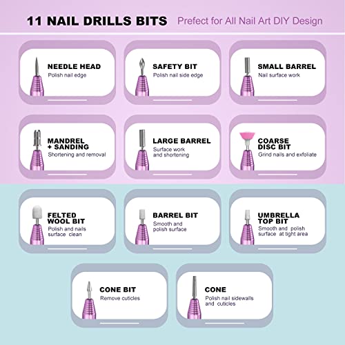 DYRENAC Electric Nail Drill, Portable Electric Nail Drill Kit for Acrylic Gel...
