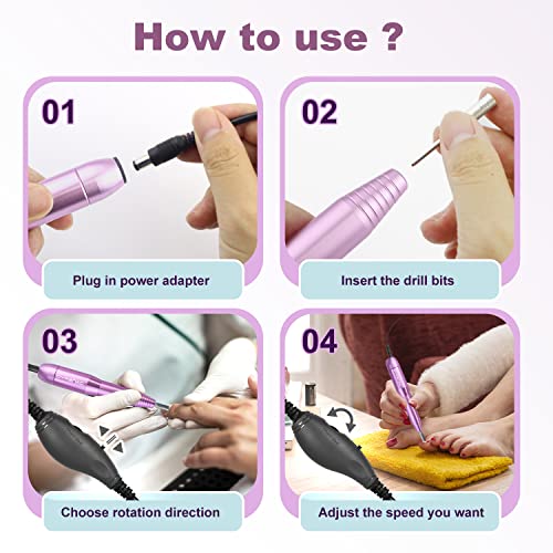 DYRENAC Electric Nail Drill, Portable Electric Nail Drill Kit for Acrylic Gel...