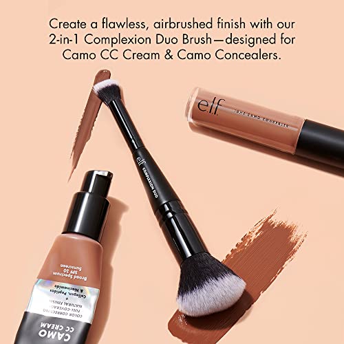 e.l.f. Cosmetics Complexion Duo Brush, 2-In-1 Vegan Makeup Tool, Flawlessly A...