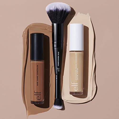 e.l.f. Cosmetics Complexion Duo Brush, 2-In-1 Vegan Makeup Tool, Flawlessly A...