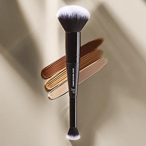 e.l.f. Cosmetics Complexion Duo Brush, 2-In-1 Vegan Makeup Tool, Flawlessly A...