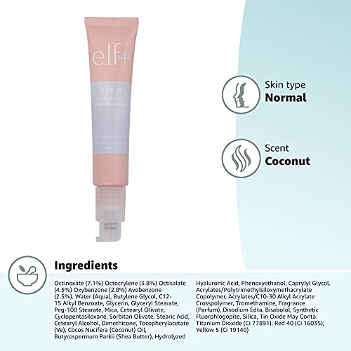 e.l.f.+ Glow Radiant Moisturizer SPF 15, Hint of Golden Shimmer, 1.2 Fl Oz