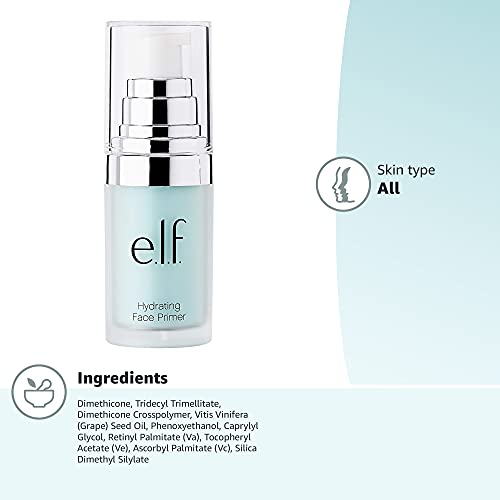 e.l.f., Hydrating Face Primer, Lightweight, Long Lasting, Creamy, Hydrates, S...