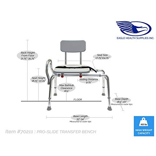 ComfortSlide Bathtub Transfer Bench and Sliding Shower Chair (70211). Multipl...