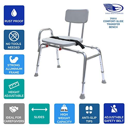 ComfortSlide Bathtub Transfer Bench and Sliding Shower Chair (70211). Multipl...