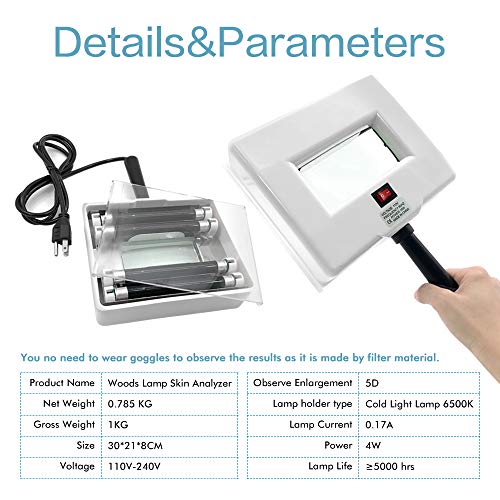 Woods Lamp Skin Analyzer Magnifying Analyzer Beauty Test Face Care Facial SPA...