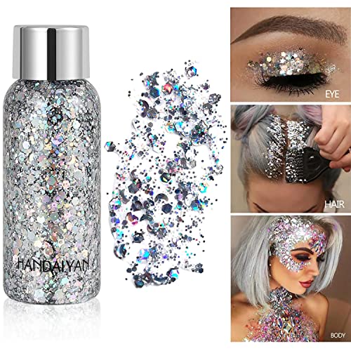 Body Glitter Mermaid Sequins Gel Set of 2 Bottle Holographic Glitter Liquid B...