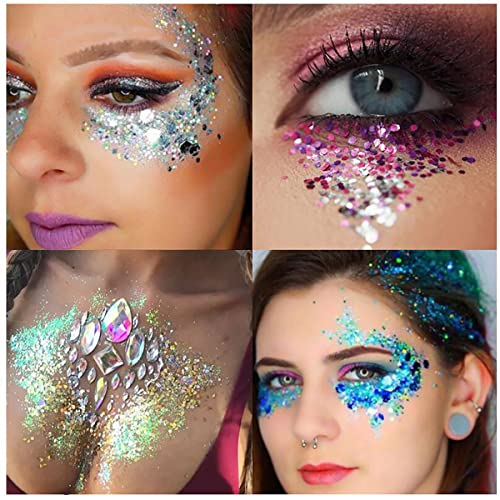 Body Glitter Mermaid Sequins Gel Set of 2 Bottle Holographic Glitter Liquid B...