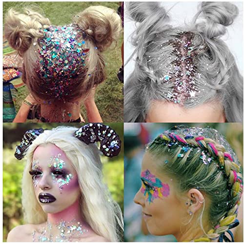 Body Glitter Mermaid Sequins Gel Set of 2 Bottle Holographic Glitter Liquid B...