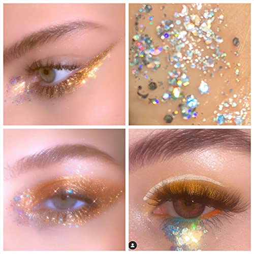 Body Glitter Mermaid Sequins Gel Set of 2 Bottle Holographic Glitter Liquid B...