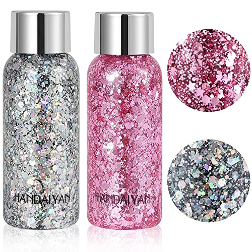 Body Glitter Mermaid Sequins Gel Set of 2 Bottle Holographic Glitter Liquid B...