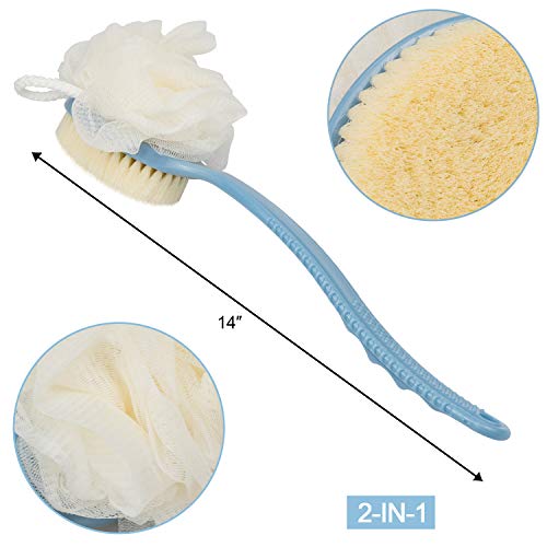 2 Pack Back Scrubber for Shower, EAONE Bath Body Brush with Bristles and Loof...