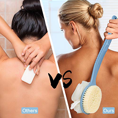 2 Pack Back Scrubber for Shower, EAONE Bath Body Brush with Bristles and Loof...