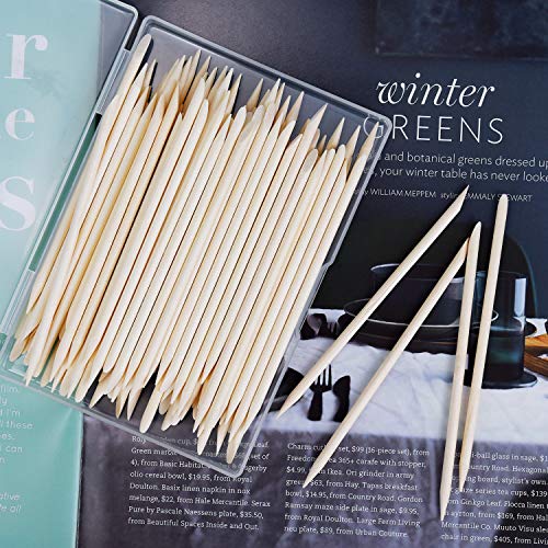 EAONE 100PCs Wood Nail Sticks Cuticle Pusher Remover Nail Art Cuticle Pusher ...