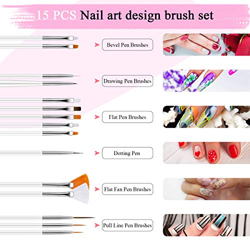 EAONE Nail Art Kit Set for Beginners with Nail Painting Brushes Nail Rhinesto...
