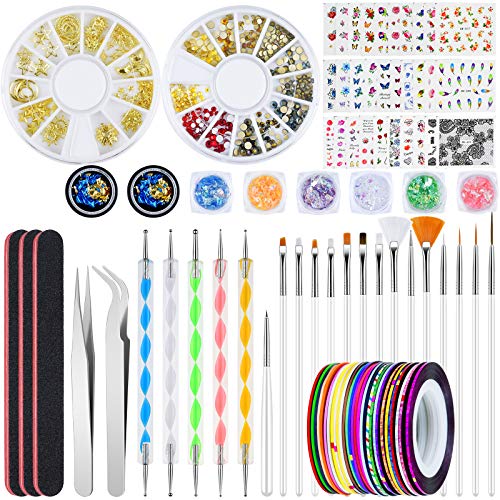 EAONE Nail Art Kit Set for Beginners with Nail Painting Brushes Nail Rhinesto...