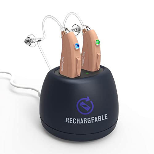 EarCentric EasyCharge Rechargeable Hearing Aids (Pair) for Seniors, Adults, B...