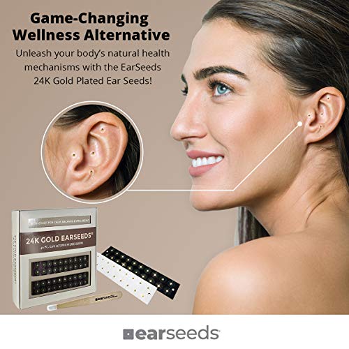 Ear Seeds: 24K Gold EarSeeds Acupressure Kit - 40 Pieces - Ear Seeds with Bon...