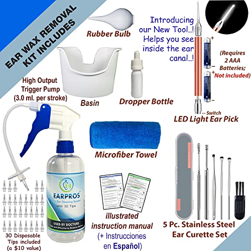 EARPROS Ear Wax Removal Tool Kit Ear Cleaning System Ear Irrigation Kit - Ear...