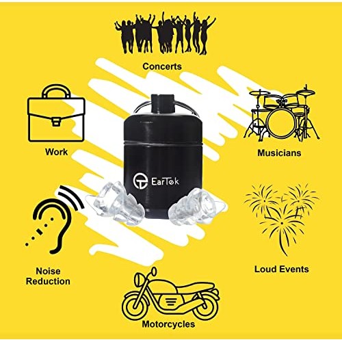 EarTek High Fidelity Ear Plugs for Musicians, Concerts, DJ’s, Motorcycles, an...