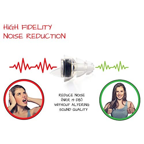 High-Fidelity Concert Earplugs by EarTekPro - Reusable Noise-Reduction Ear Pl...