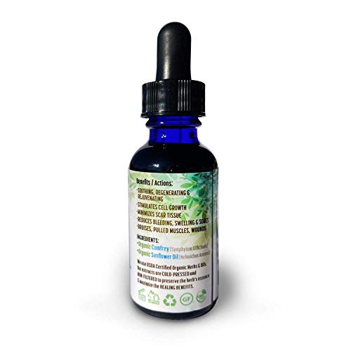 100% Organic Comfrey Medicinal Herbal Oil, Raw, Non-GMO – Wound Healing, Skin...