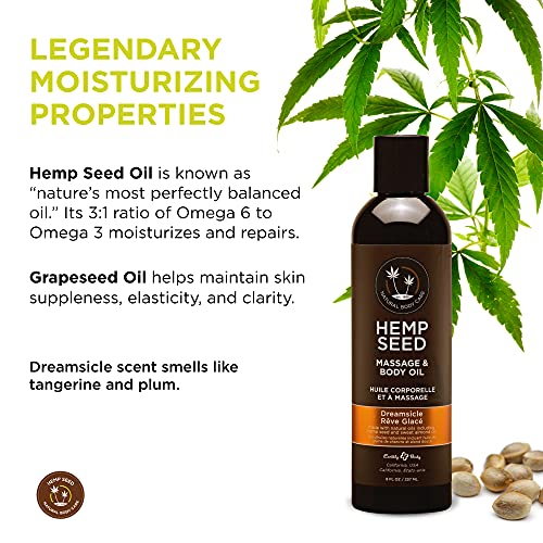 Hemp Seed Massage & Body Oil, Dreamsicle Scent - 8 fl. oz. - Nourishing, Mois...